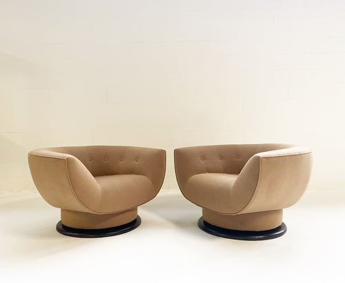 Swivel Lounge Chairs in Loro Piana Cashmere, pair - FORSYTH