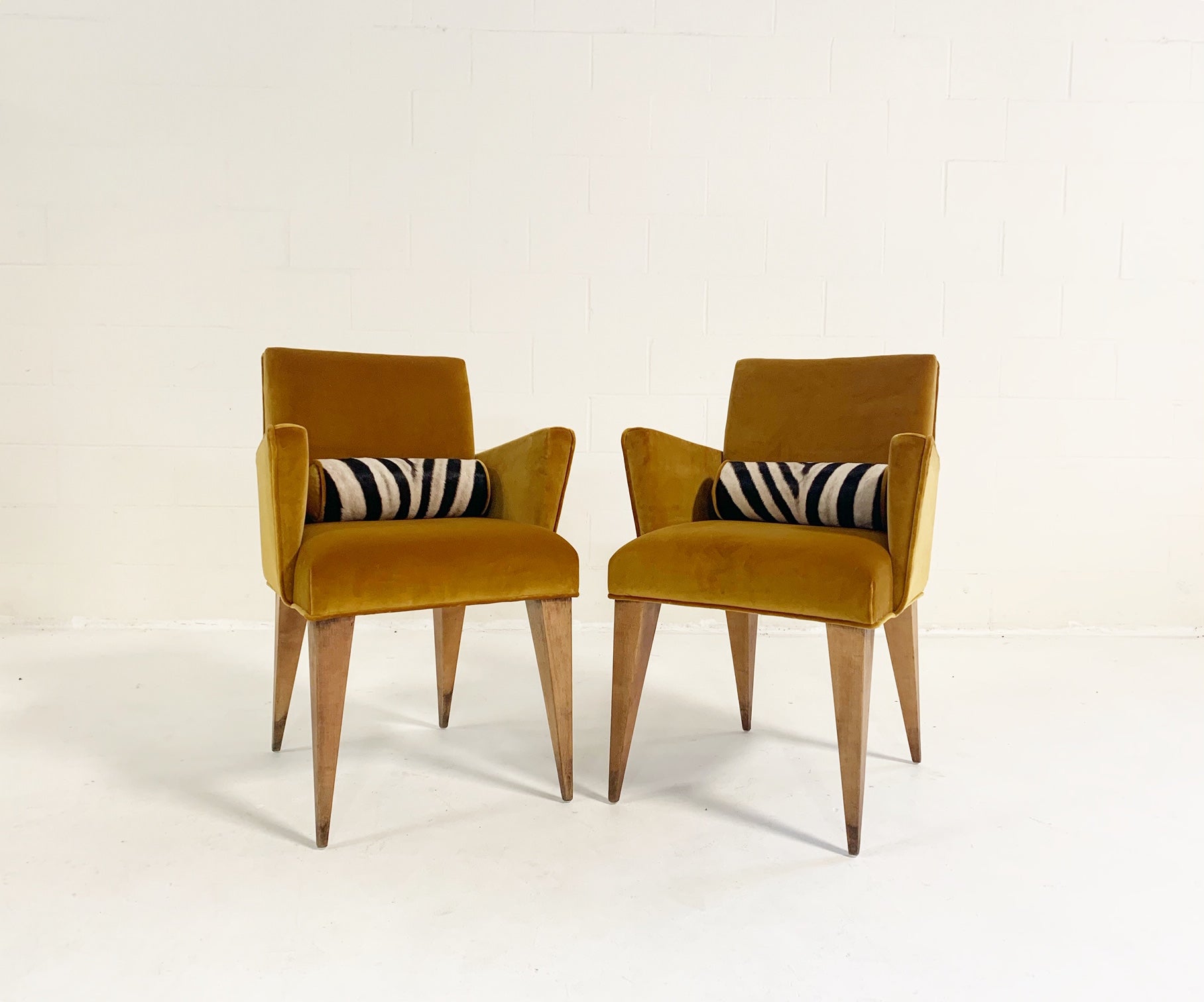 Mexican Modernist Chairs in Loro Piana Velvet and Zebra Hide, pair - FORSYTH