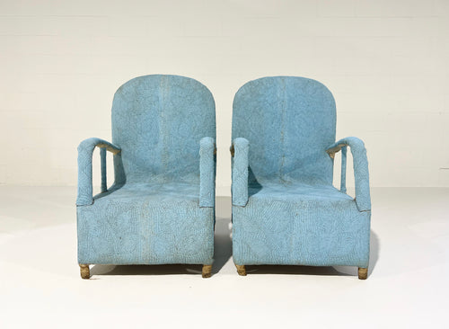 Vintage African Beaded Yoruba Chair - Pale Blue