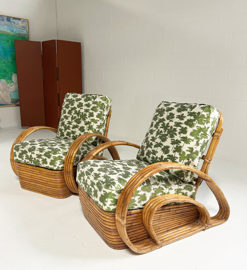 Frankl Style Rattan Chairs in Dedar Be Bop a Lula, Pair