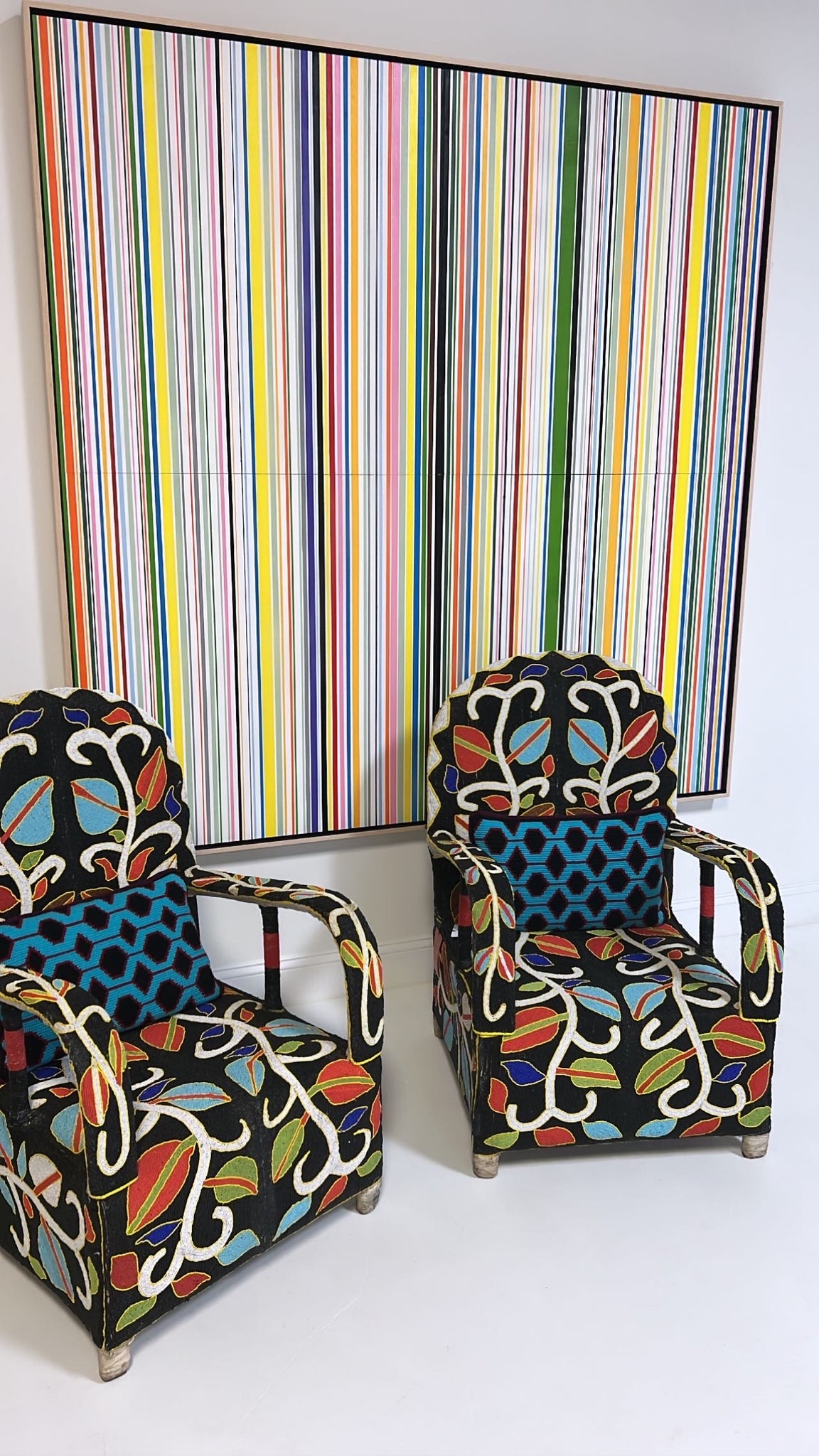 Vintage African Beaded Yoruba Chair - Multicolor