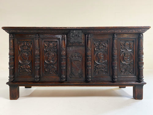 Antique Carved Oak Coffer