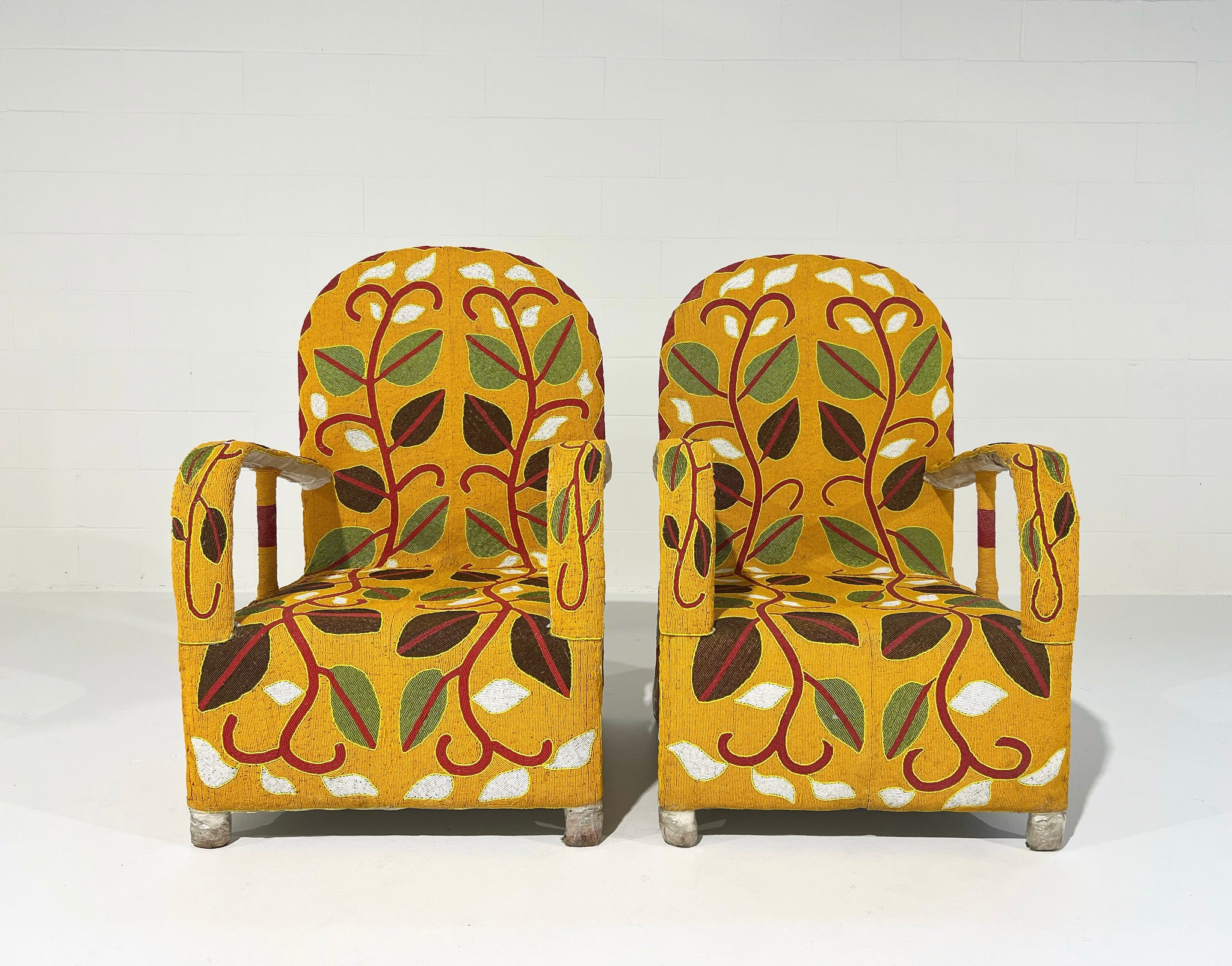 Vintage African Beaded Yoruba Chair - Multicolor