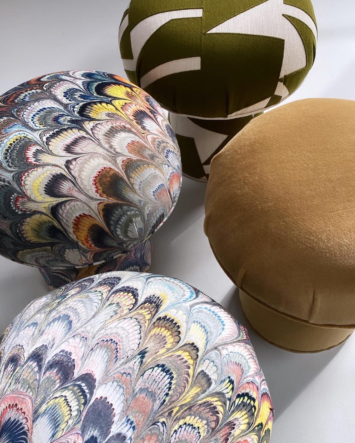 The Forsyth Mushroom Pouf in Beata Heuman Marbleized Velvet