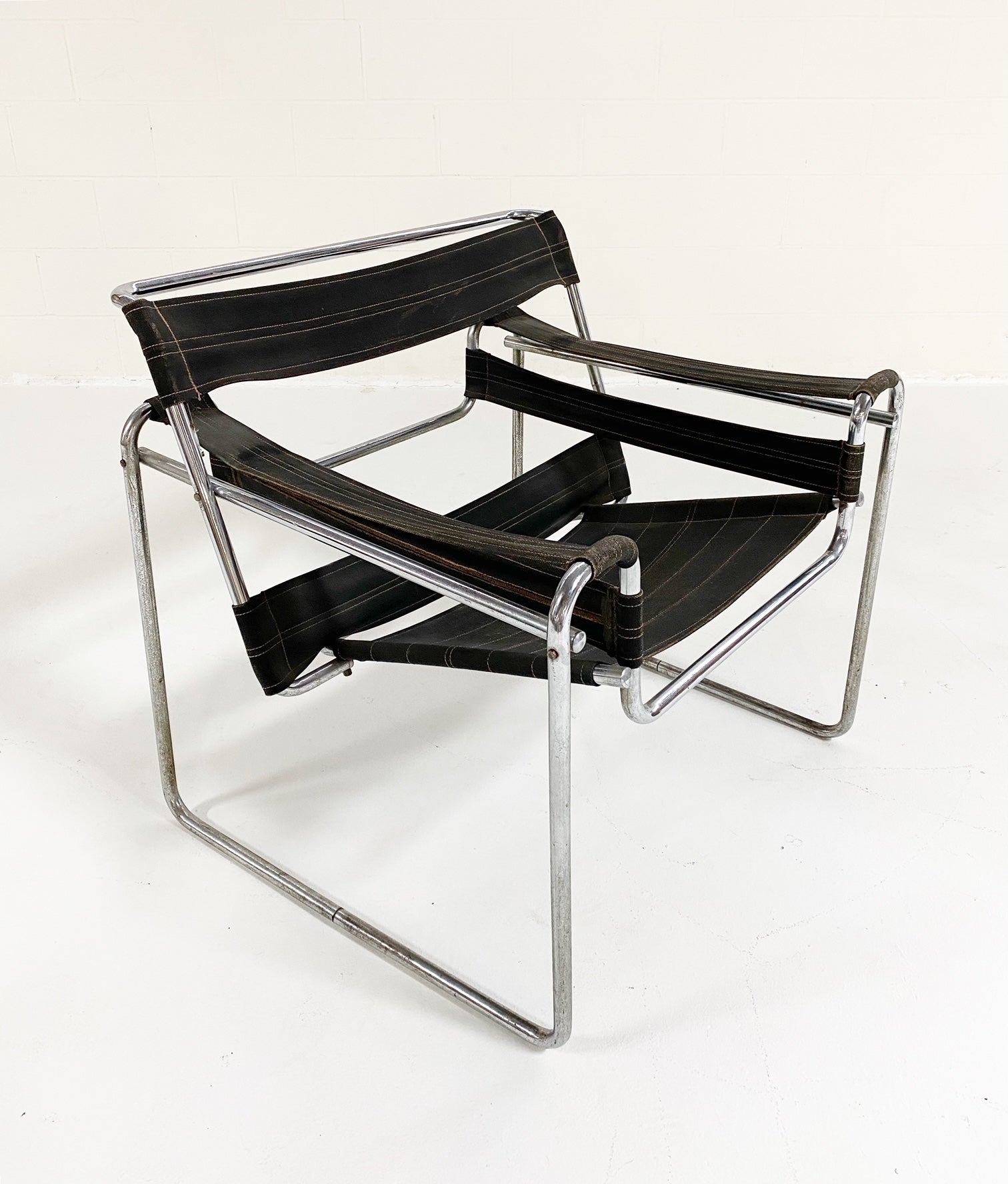 Early Canvas Model B3 "Wassily" Chair, Black Eisengarn Canvas