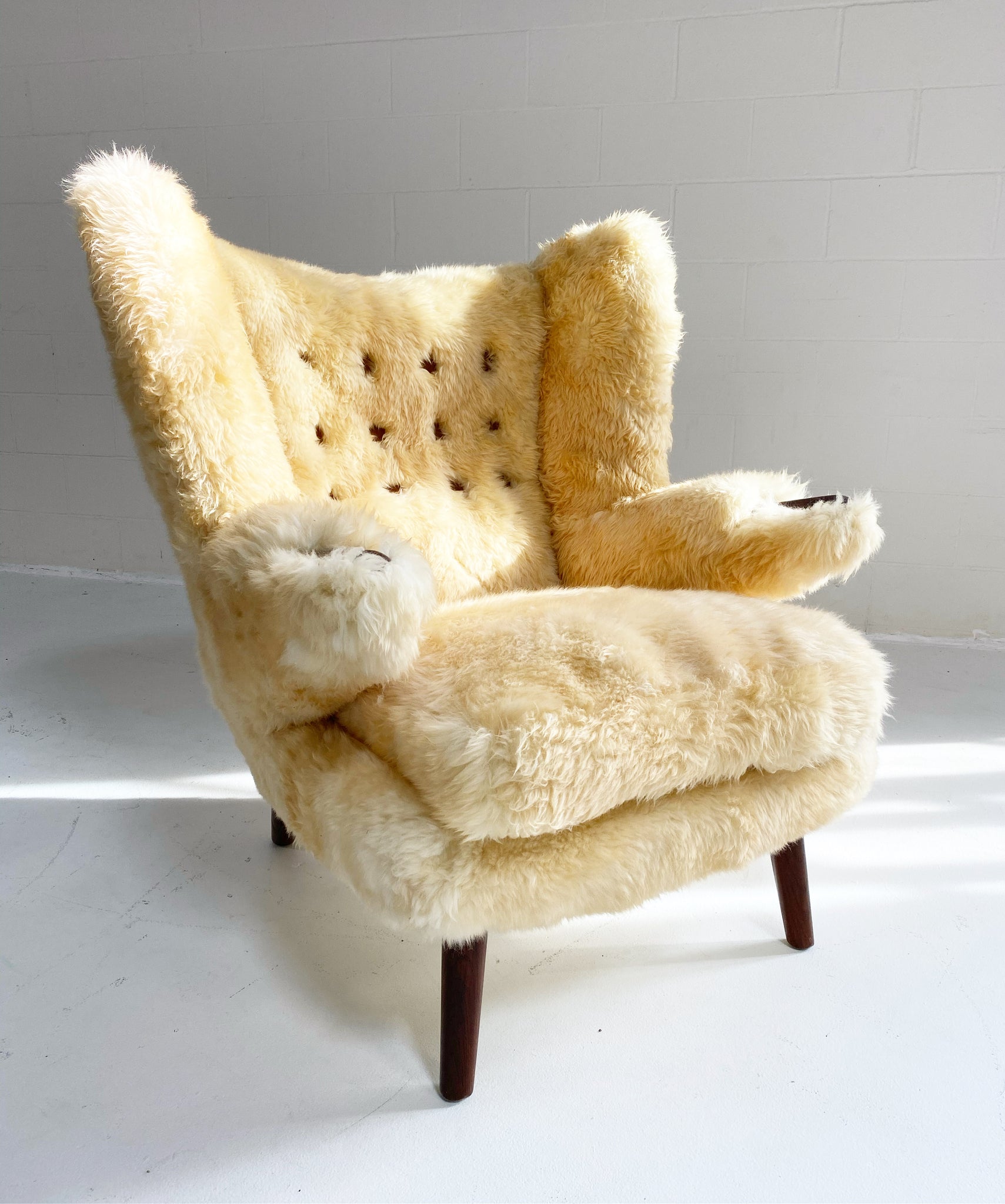 Papa Bear Chair with Ottoman in Sheepskin