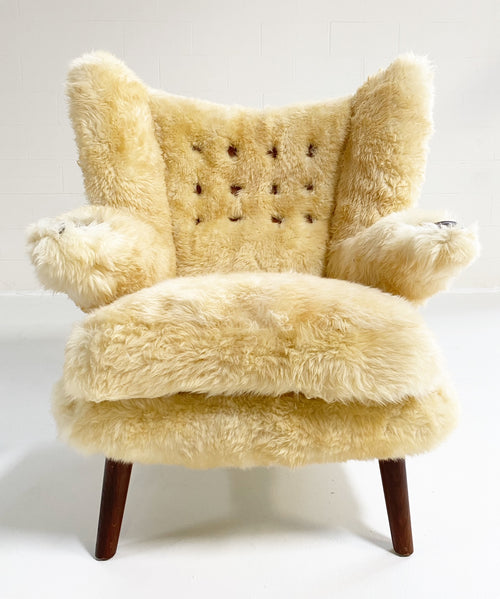 Papa Bear Chair with Ottoman in Sheepskin