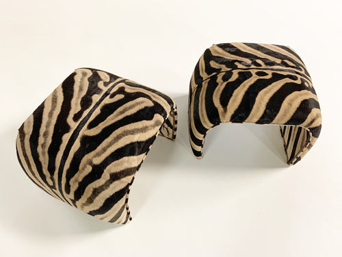 Waterfall Ottomans in Zebra Hide, Pair - FORSYTH