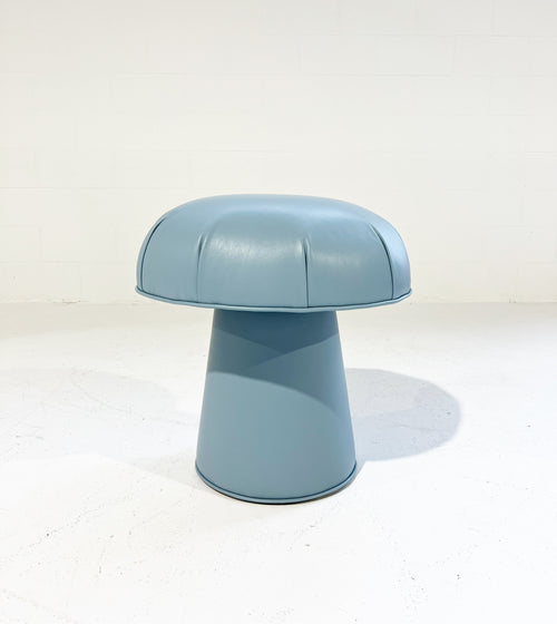 The Forsyth Mushroom Pouf in Blue Leather