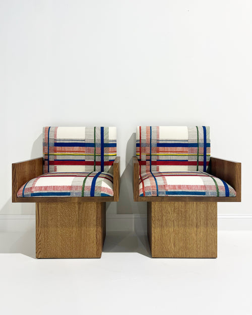 The JMF Chair in Dedar for Hermes 'Nigel's Tartan' Wool, pair