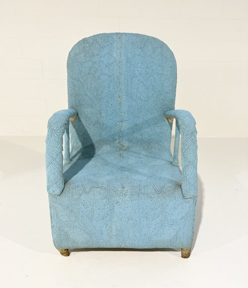 Vintage African Beaded Yoruba Chair - Pale Blue