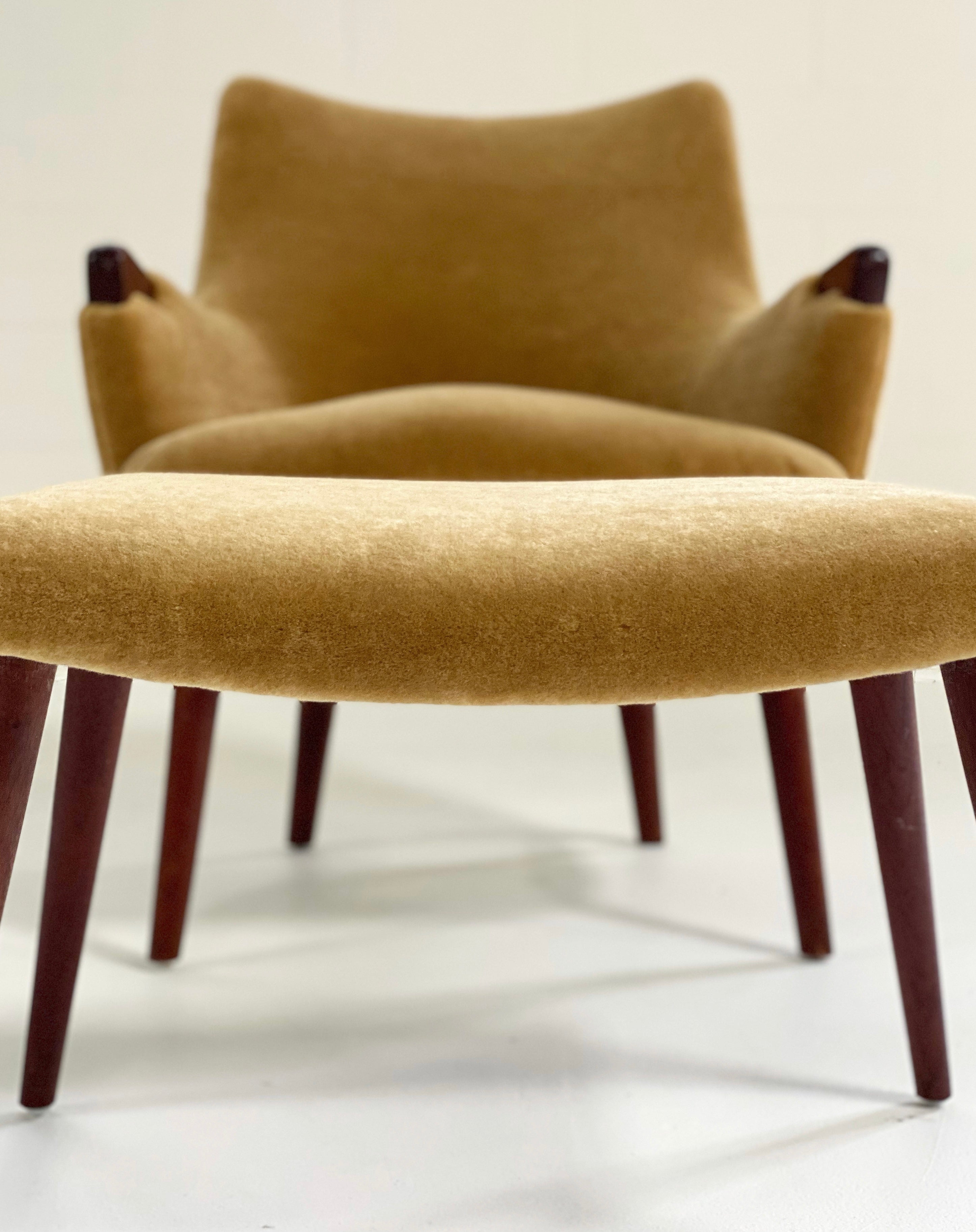 CH71 Lounge Chair and Ottoman in Pierre Frey Teddy Mohair