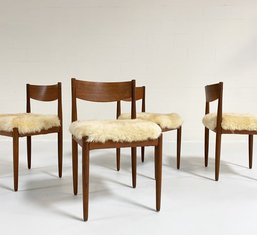 Danish Dining Chairs in Texas Sheepskin, set of 4