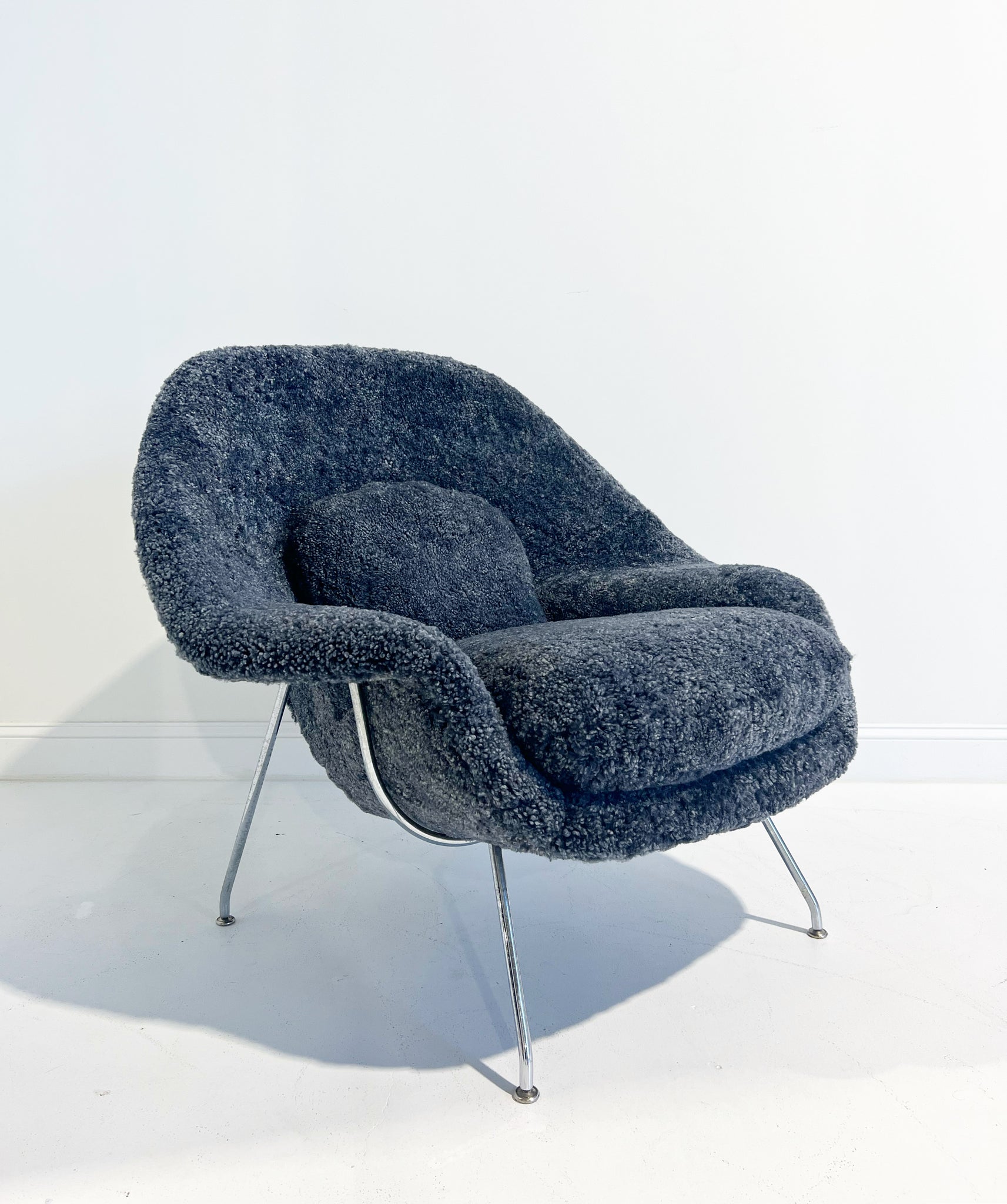 Bespoke Womb Chair and Ottoman in Shearling