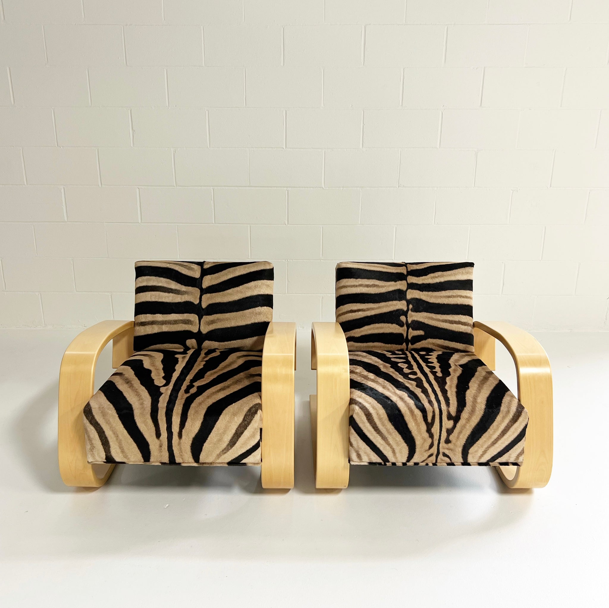 Model 400 "Tank" Lounge Chairs in Zebra, Pair