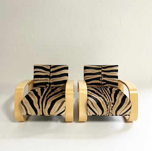 Model 400 "Tank" Lounge Chairs in Zebra, Pair