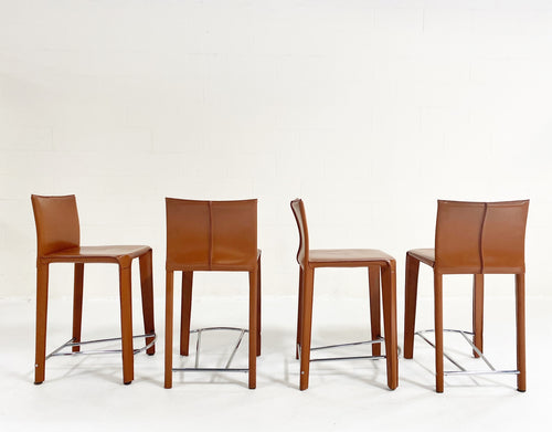 Leather Counter Stools, Set of 4