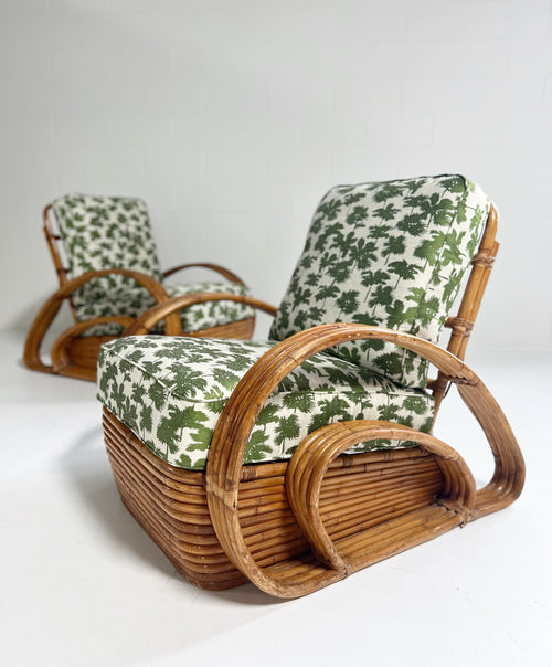 Frankl Style Rattan Chairs in Dedar Be Bop a Lula, Pair