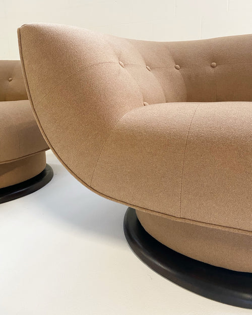 Swivel Lounge Chairs in Loro Piana Cashmere, pair - FORSYTH