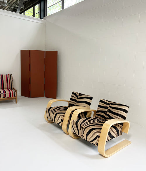 Model 400 "Tank" Lounge Chairs in Zebra, Pair