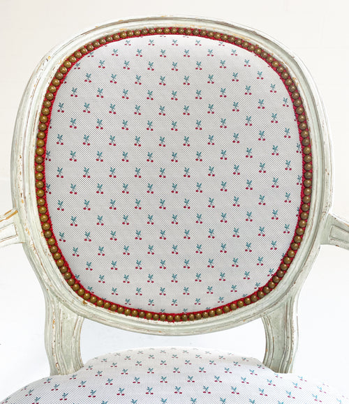 Louis XV Style Chairs in Dedar "Cherry Oh" Fabric