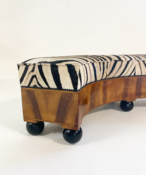 19th Century Fruitwood Banquette in Zebra Hide - FORSYTH