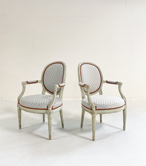 Louis XV Style Chairs in Dedar "Cherry Oh" Fabric