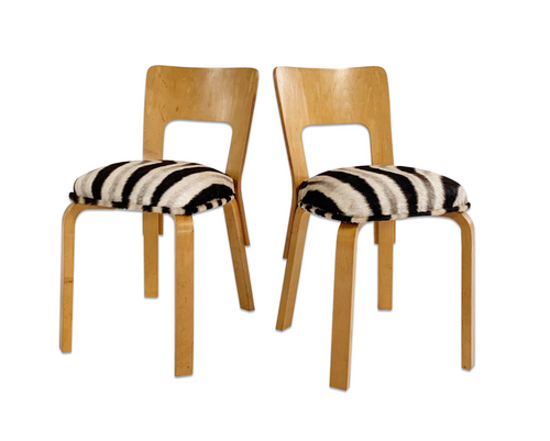 Model 66 Chairs in Zebra Hide, pair - FORSYTH