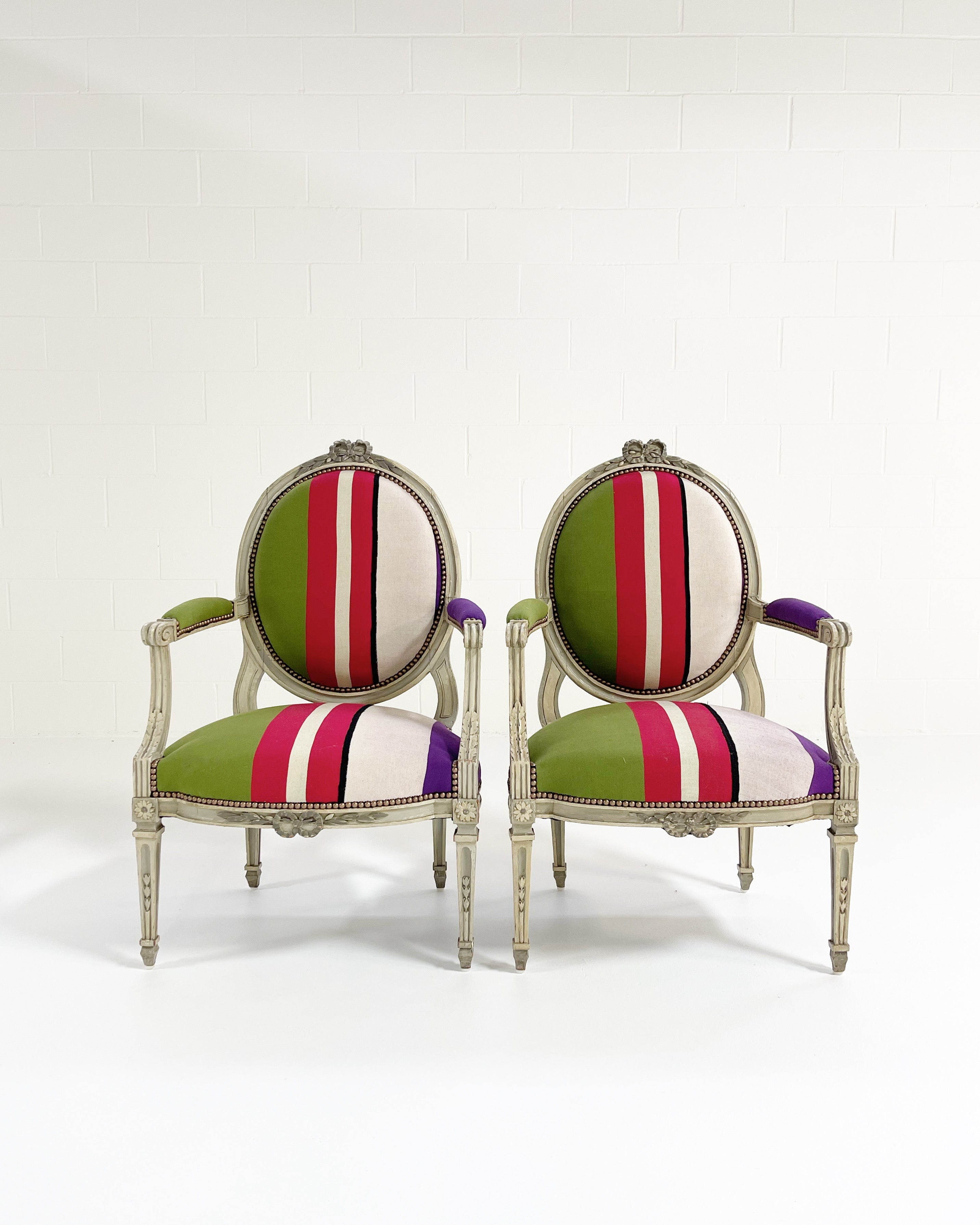 18th Century Louis XVI Fauteuils in Colville Cristobal Cotton - FORSYTH