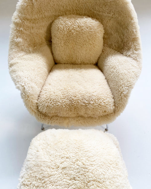 Bespoke Womb Chair and Ottoman in California Sheepskin - FORSYTH