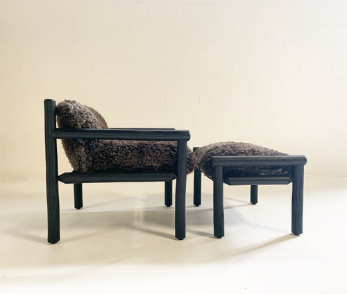 Black Butte Chair and Ottoman with Sheepskin Cushions - FORSYTH