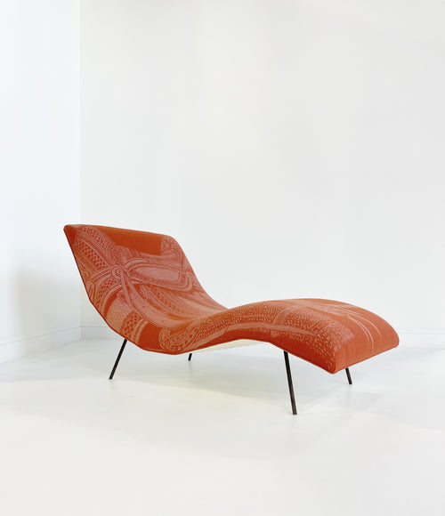 Wave Chaise Lounge in Hermès Blanket and Ivory Leather