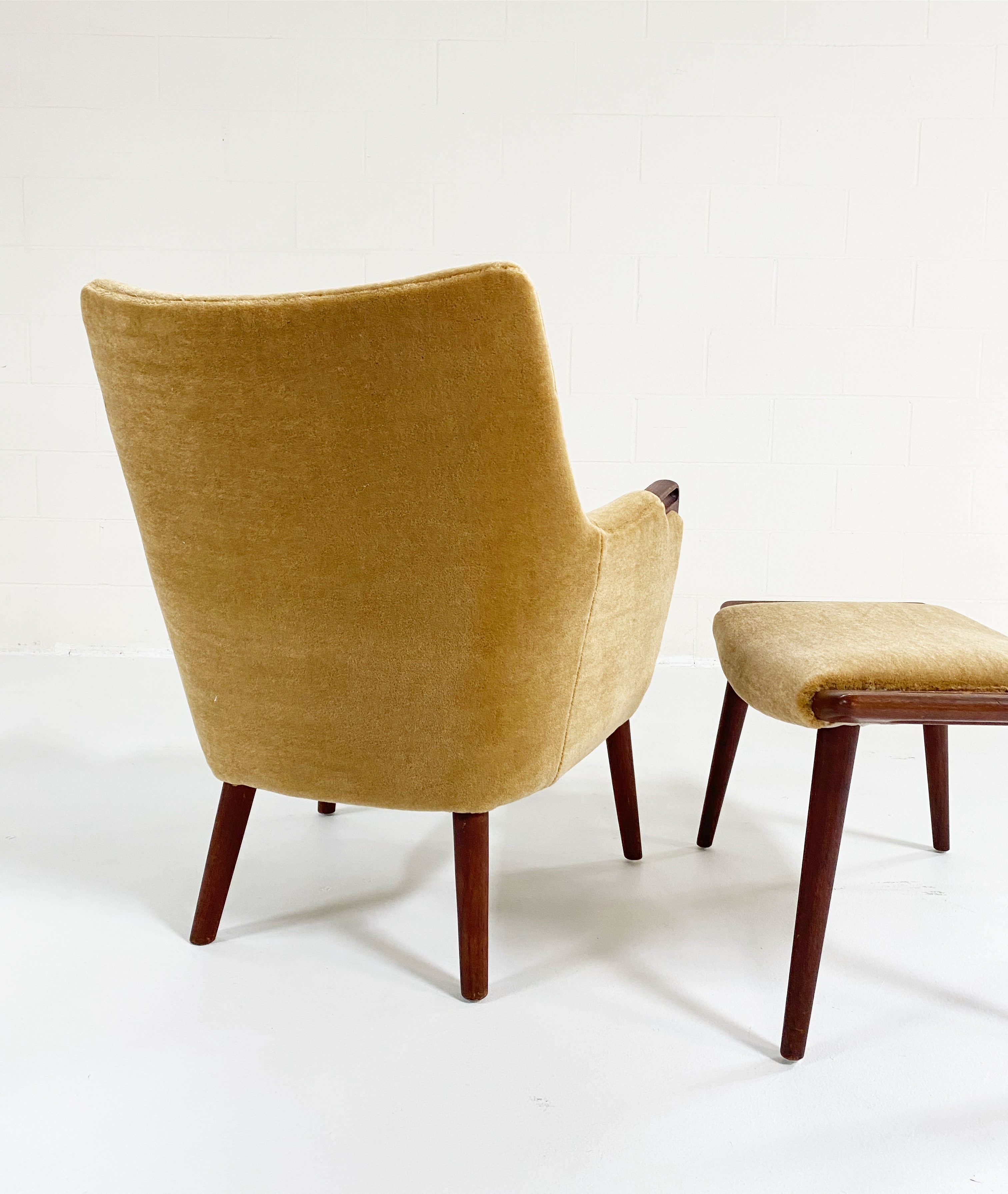 CH71 Lounge Chair and Ottoman in Pierre Frey Teddy Mohair