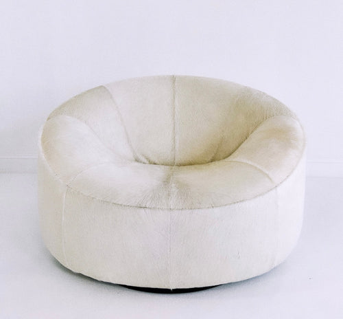 Pumpkin Armchair and Ottoman in Brazilian Cowhide