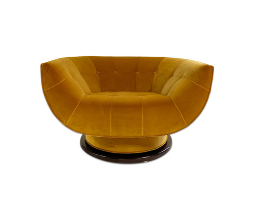 Swivel Lounge Chair in Loro Piana Velvet - FORSYTH