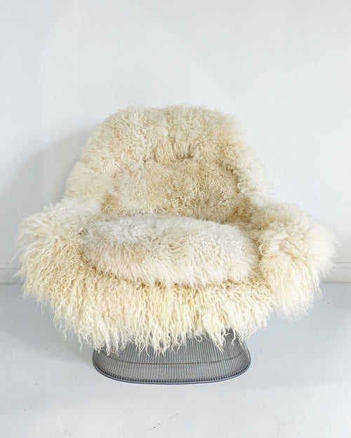 ON HOLD Easy Chair and Ottoman in Gotland Sheepskin and Leather