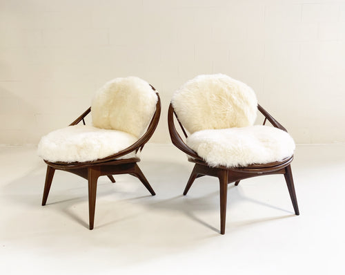 Bentwood Lounge Chairs with Sheepskin Cushions - FORSYTH