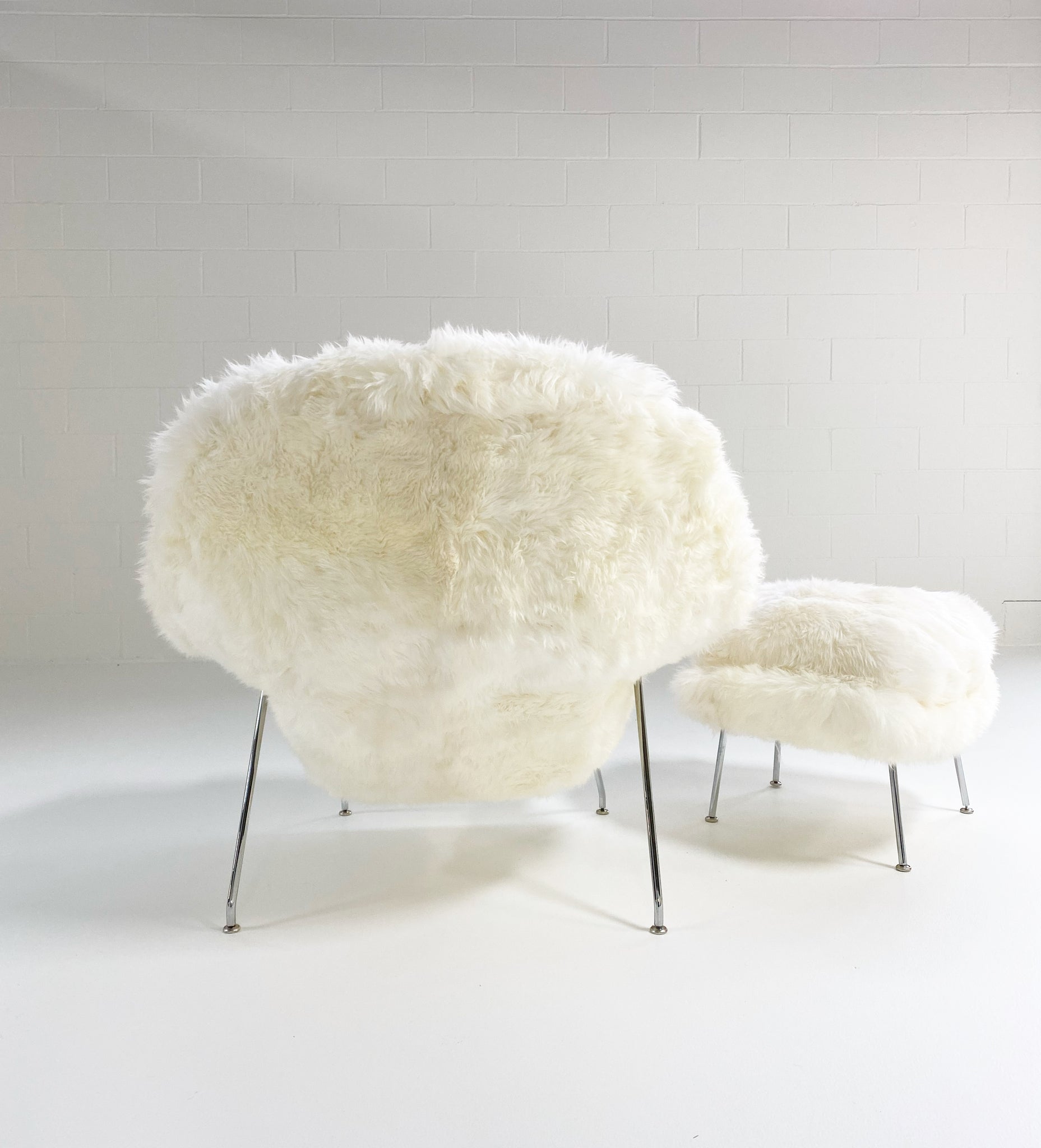 Bespoke Womb Chair and Ottoman in New Zealand Sheepskin