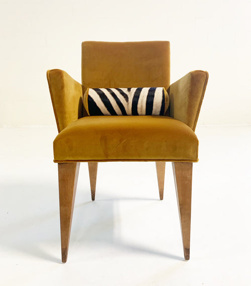 Mexican Modernist Chairs in Loro Piana Velvet and Zebra Hide, pair - FORSYTH