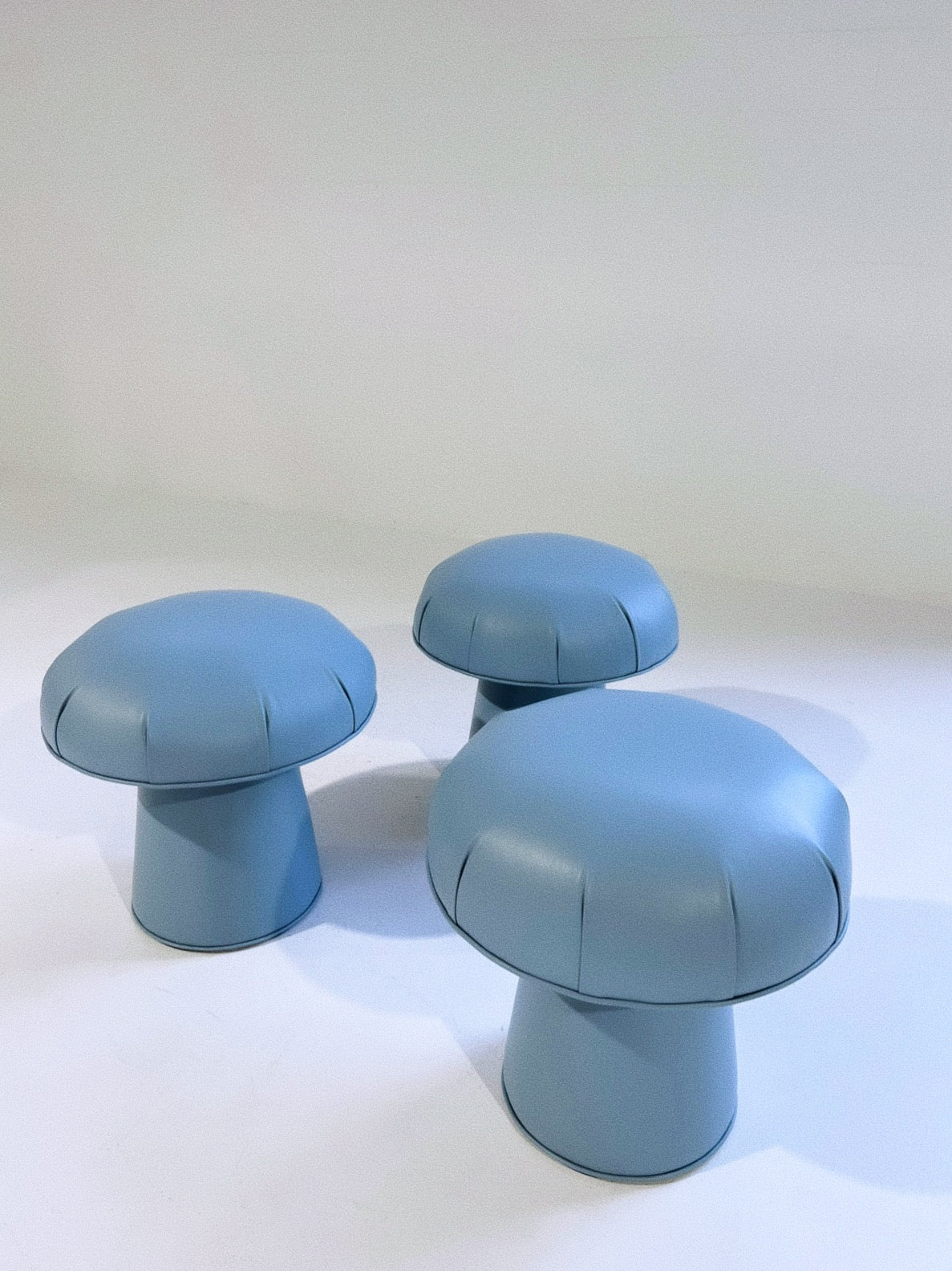 The Forsyth Mushroom Pouf in Blue Leather