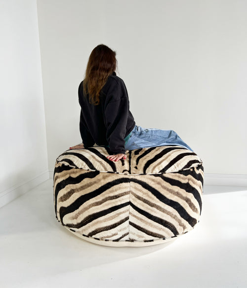 The Forsyth Cloud Ottoman in Zebra Hide