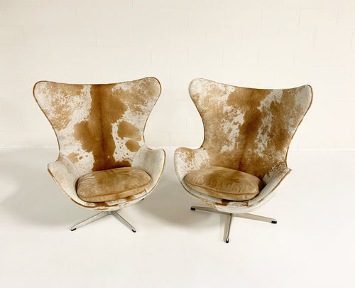 Egg Chairs in Brazilian Cowhide, pair - FORSYTH