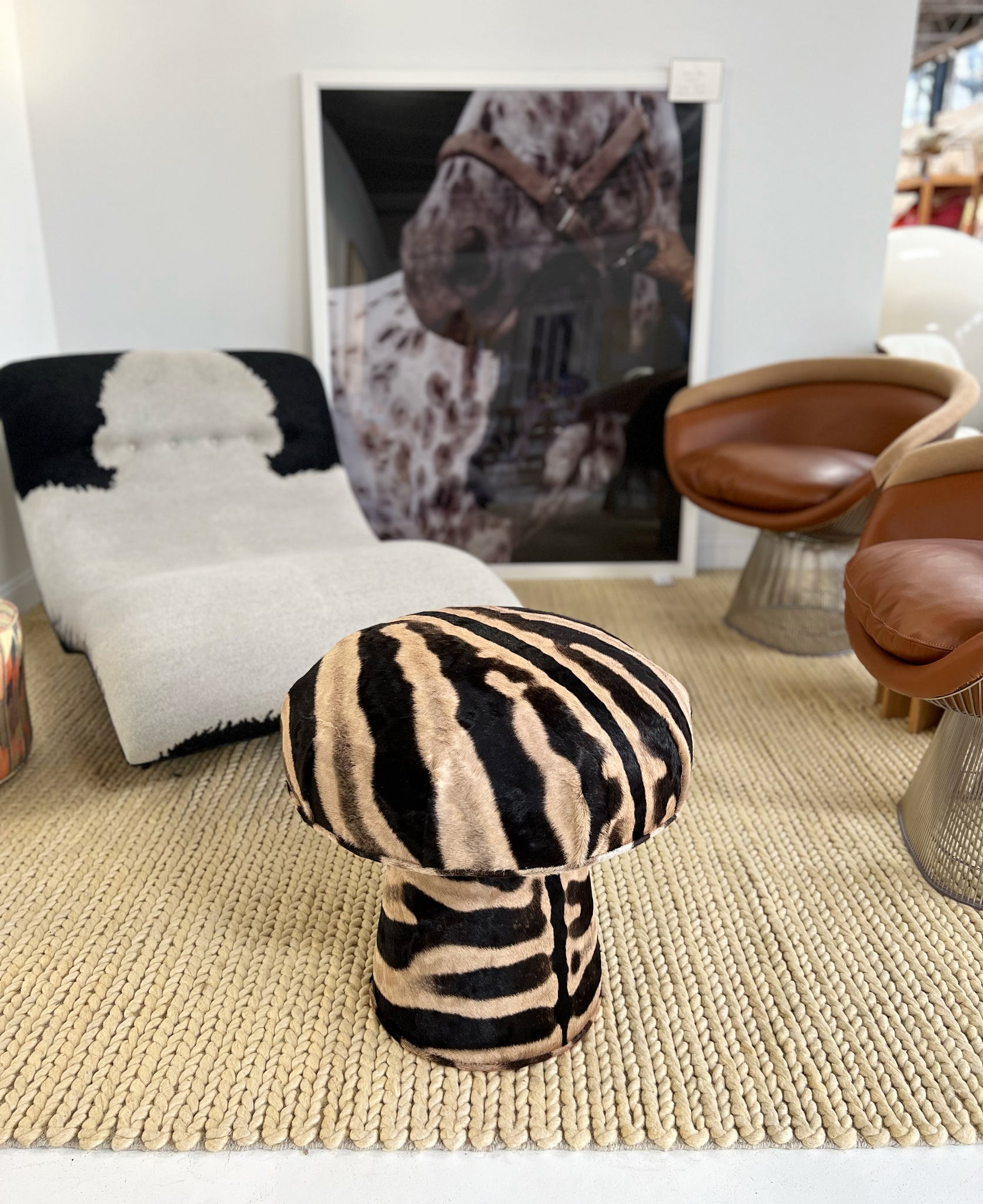 The Forsyth Mushroom Pouf in Zebra