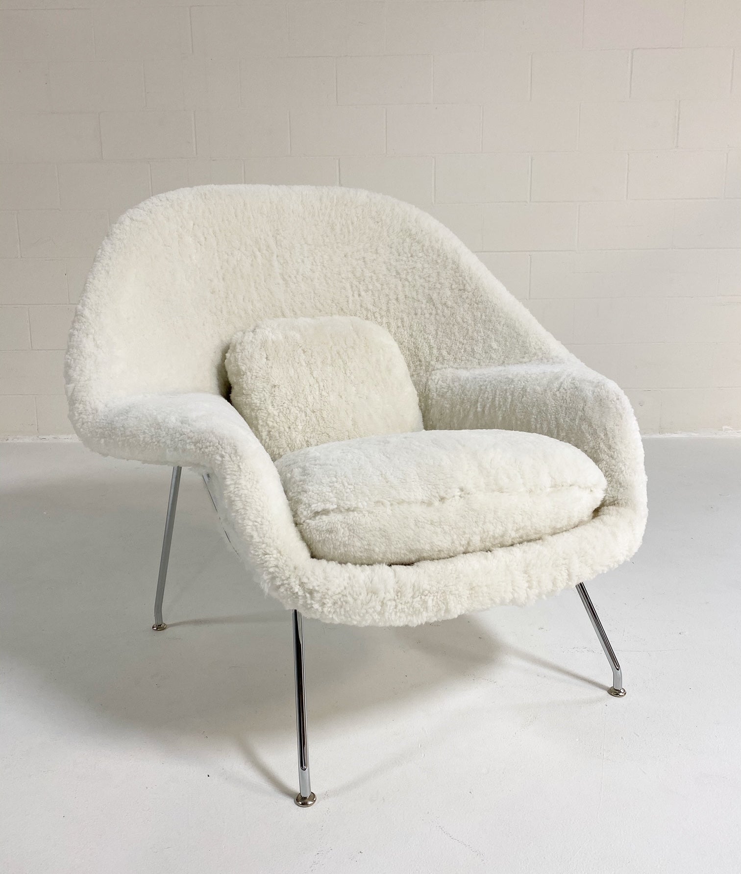 Bespoke Womb Chair and Ottoman in Australian Shearling