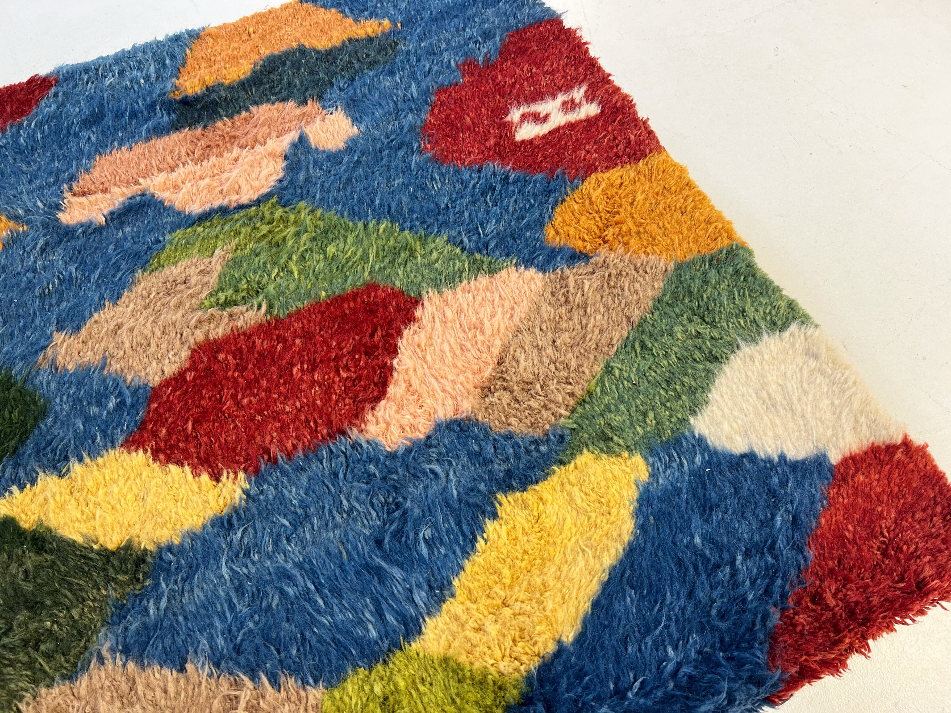 One-of-a-Kind Ottoman with Vintage Qashqai Gabbeh Rug from Iran