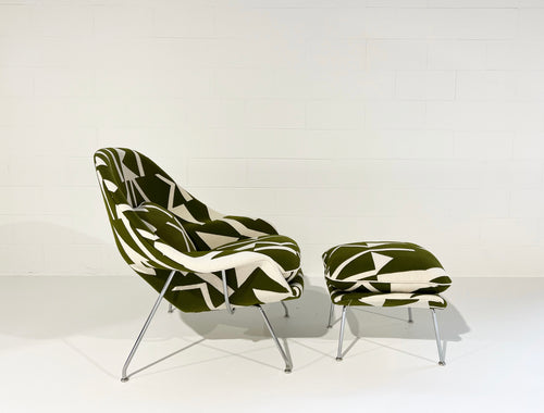 Bespoke Womb Chair and Ottoman in Pierre Frey 'Wokabi' Fabric