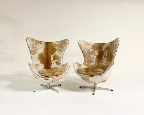 Egg Chairs in Brazilian Cowhide, pair - FORSYTH