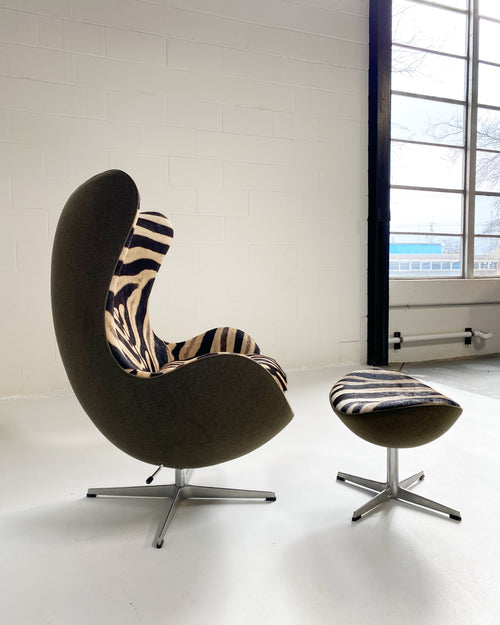 Bespoke Egg Chair and Ottoman in Zebra