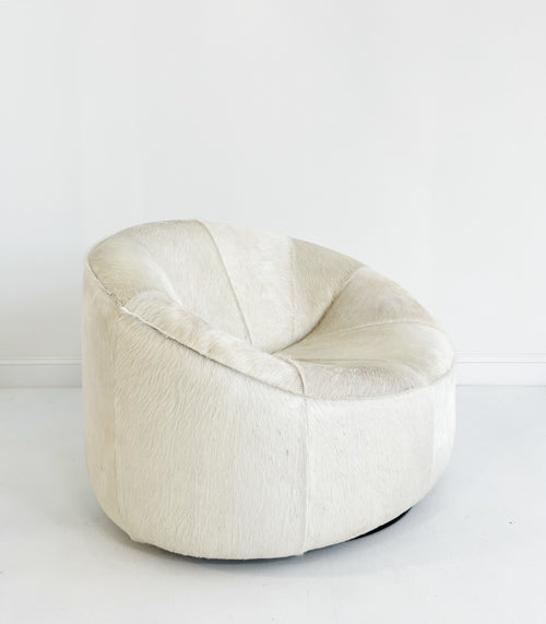 Pumpkin Armchair and Ottoman in Brazilian Cowhide