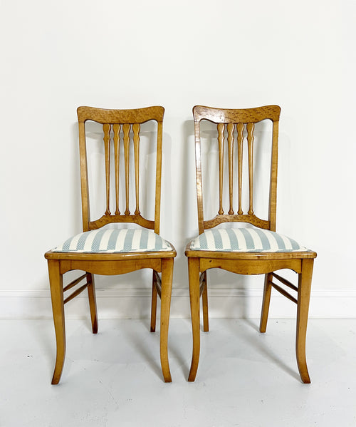 Antique 19th Century Biedermeier Side Chairs in Attersee Cotton Linen, Pair